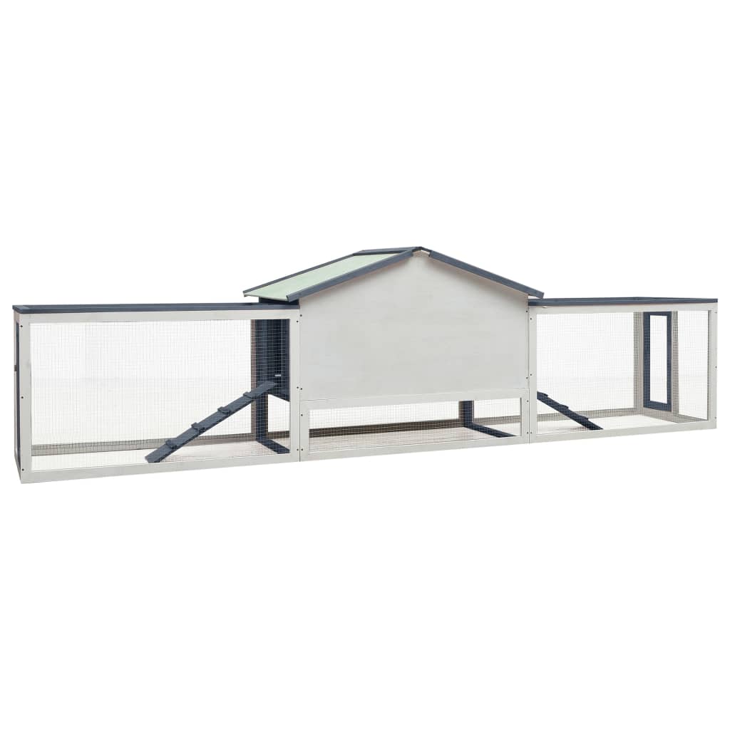 Κλουβί Κουνελιών Γκρι 310x70x87 εκ. Μασίφ Ξύλο Πεύκου/Ελάτης - PAKOBAZAAR