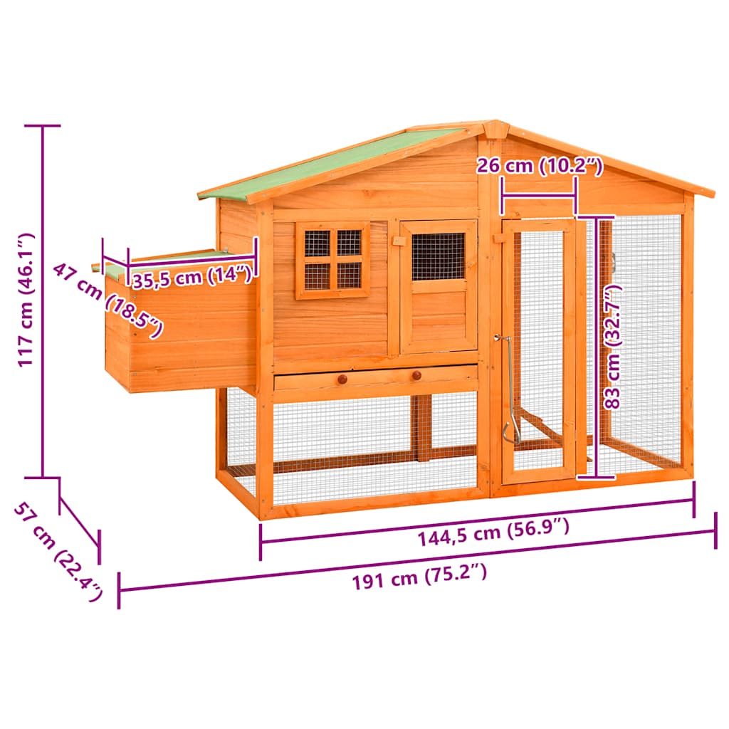 Κοτέτσι με Κουτί Ωοτοκίας Μασίφ Ξύλο Ελάτης - PAKOBAZAAR