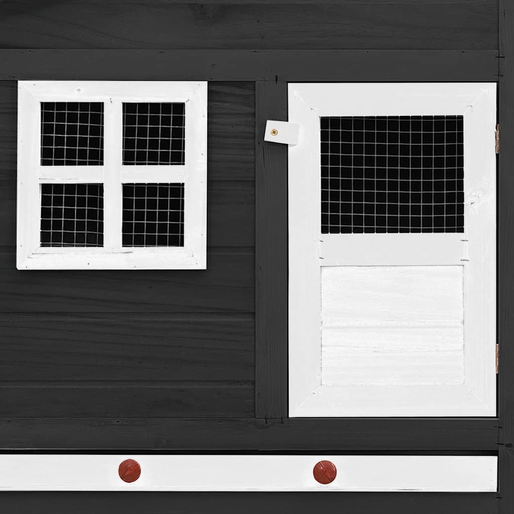 Κοτέτσι με Κουτί Ωοτοκίας Γκρι/Λευκό Μασίφ Ξύλο Ελάτης - PAKOBAZAAR