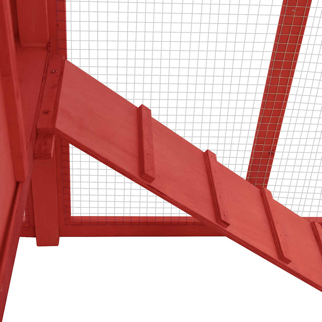 Κοτέτσι με Κουτί Ωοτοκίας Κόκκινο/Λευκό Μασίφ Ξύλο Ελάτης - PAKOBAZAAR