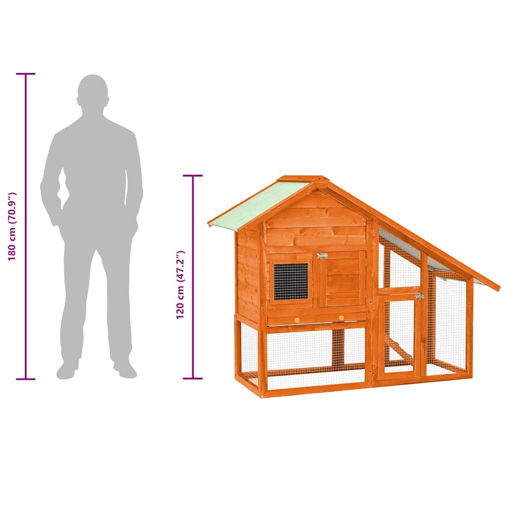 Κλουβί Κουνελιών 140 x 63 x 120 εκ. από Μασίφ Ξύλο Ελάτης - PAKOBAZAAR