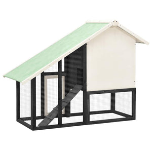 Κλουβί Κουνελιών Γκρι/Λευκό 140x63x120 εκ. Μασίφ Ξύλο Ελάτης - PAKOBAZAAR