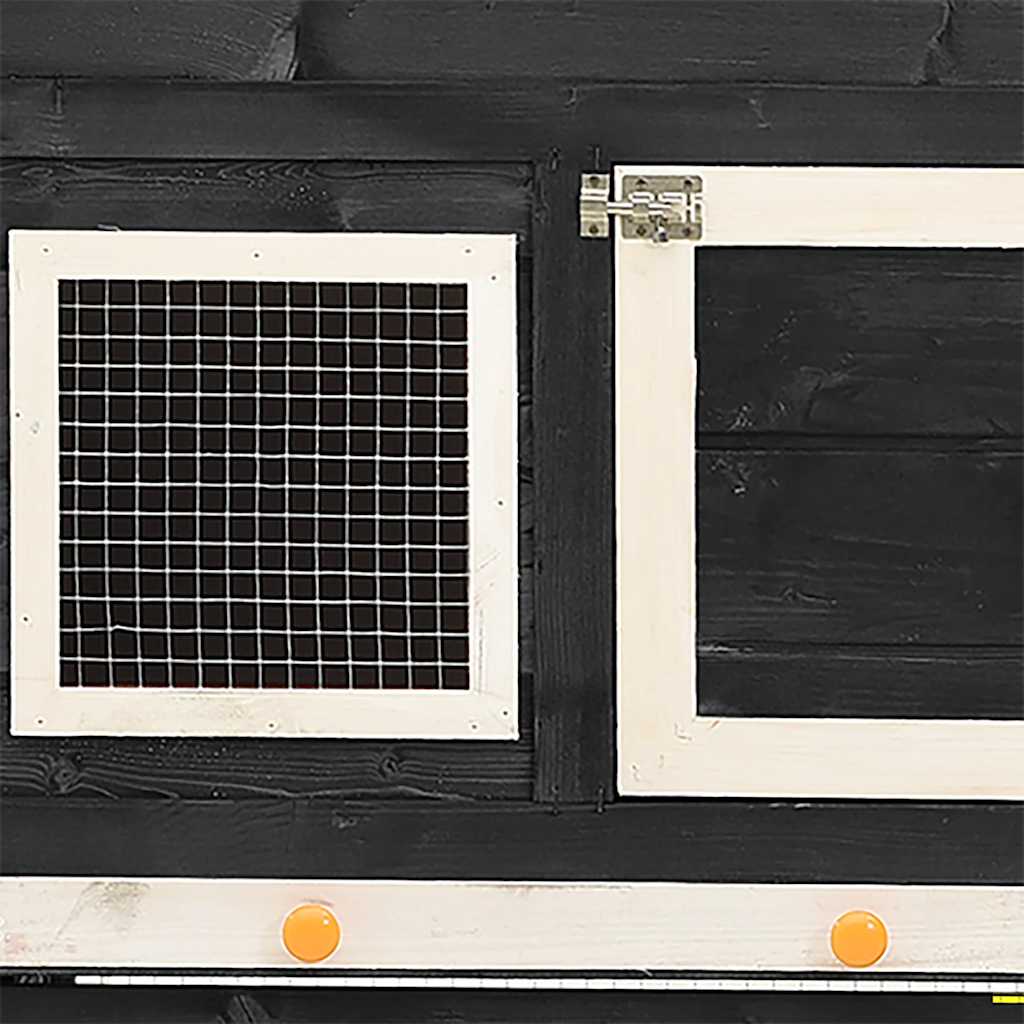 Κλουβί Κουνελιών Γκρι/Λευκό 140x63x120 εκ. Μασίφ Ξύλο Ελάτης - PAKOBAZAAR