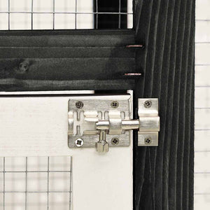 Κλουβί Κουνελιών Γκρι/Λευκό 140x63x120 εκ. Μασίφ Ξύλο Ελάτης - PAKOBAZAAR