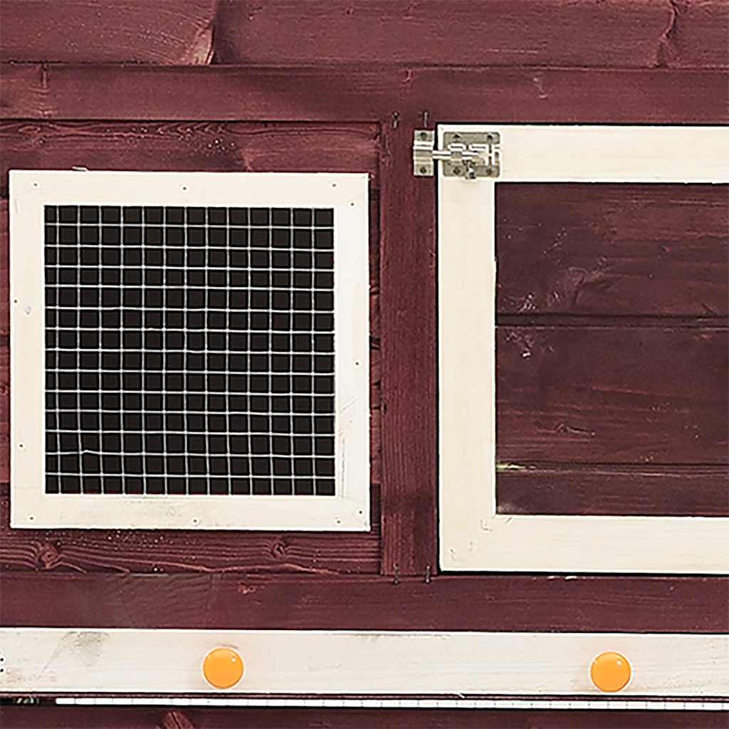 Κλουβί Κουνελιών Μόκα/Λευκό 140x63x120 εκ. Μασίφ Ξύλο Ελάτης - PAKOBAZAAR