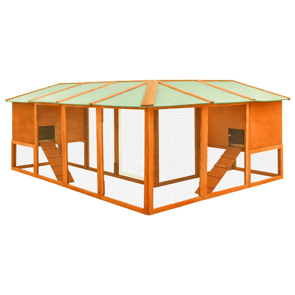 Κλουβί Κουνελιών Εξωτ. Χώρου με Προαύλιο Καφέ Μασίφ Ξύλο Ελάτης - PAKOBAZAAR