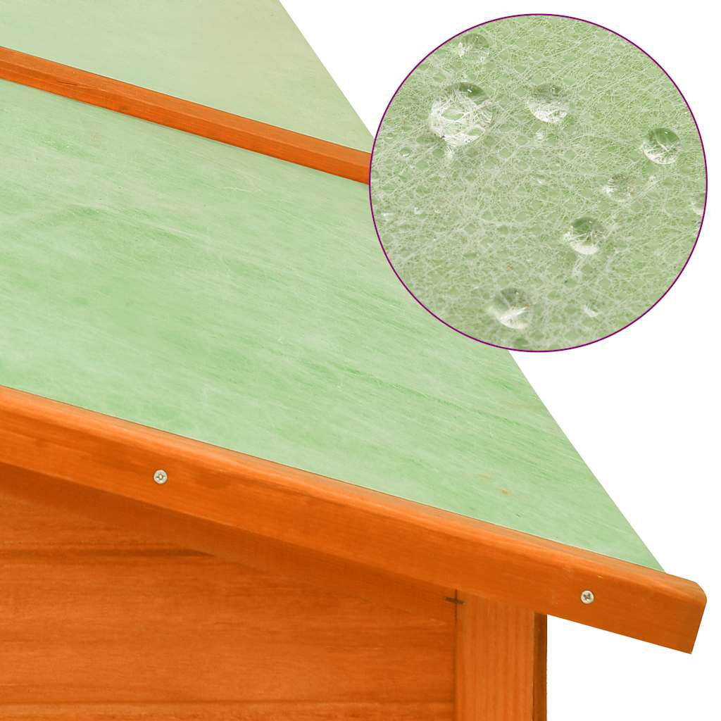 Κλουβί Κουνελιών Εξωτ. Χώρου με Προαύλιο Καφέ Μασίφ Ξύλο Ελάτης - PAKOBAZAAR