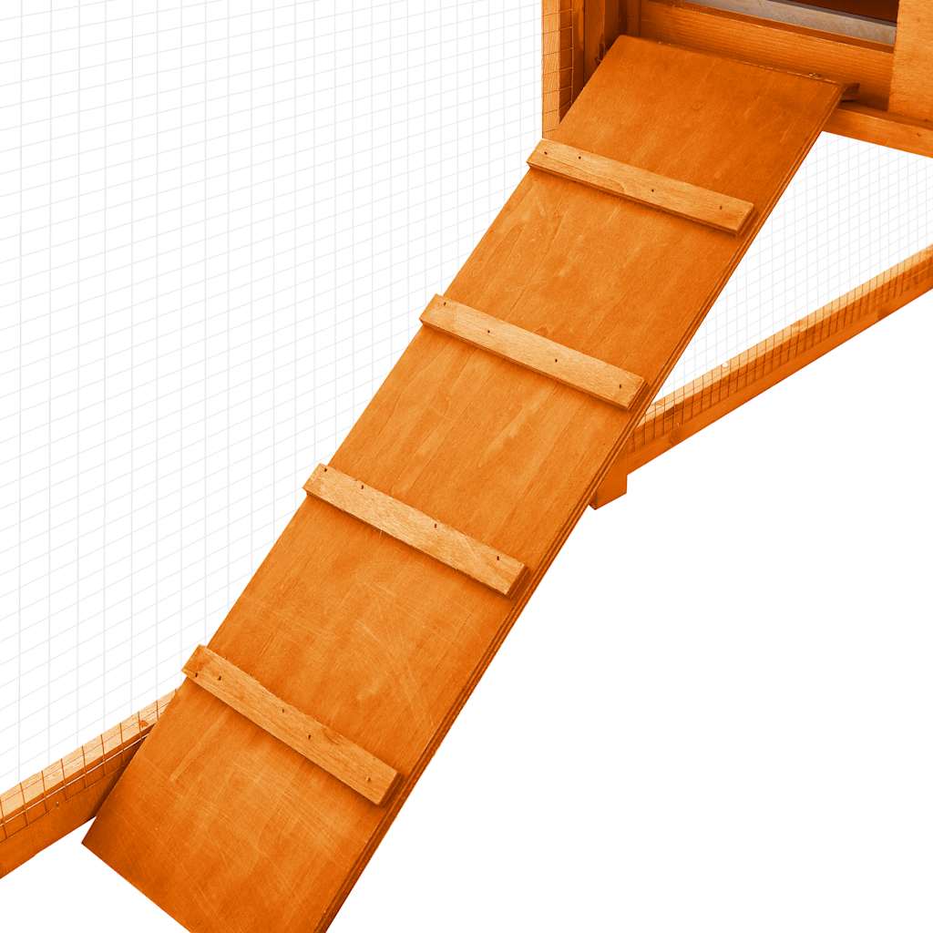 Κλουβί Κουνελιών Εξωτ. Χώρου με Προαύλιο Καφέ Μασίφ Ξύλο Ελάτης - PAKOBAZAAR