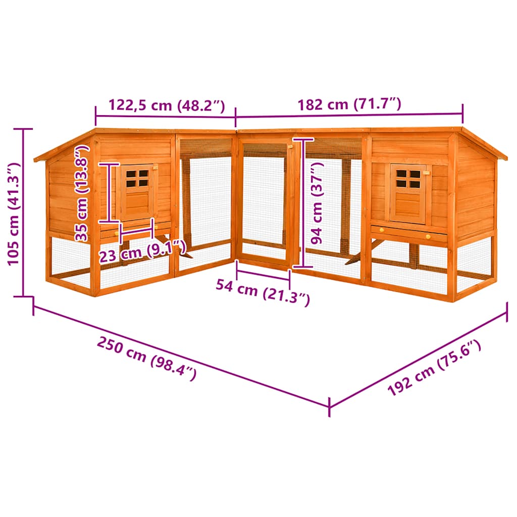 Κλουβί Κουνελιών Εξωτ. Χώρου με Προαύλιο Καφέ Μασίφ Ξύλο Ελάτης - PAKOBAZAAR