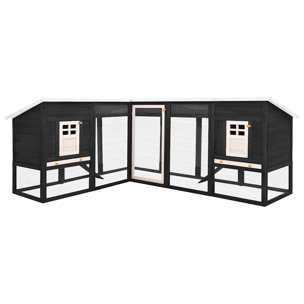 Κλουβί Κουνελιών Εξωτ. Χώρου με Προαύλιο Γκρι/Λευκό Ξύλο Ελάτης - PAKOBAZAAR