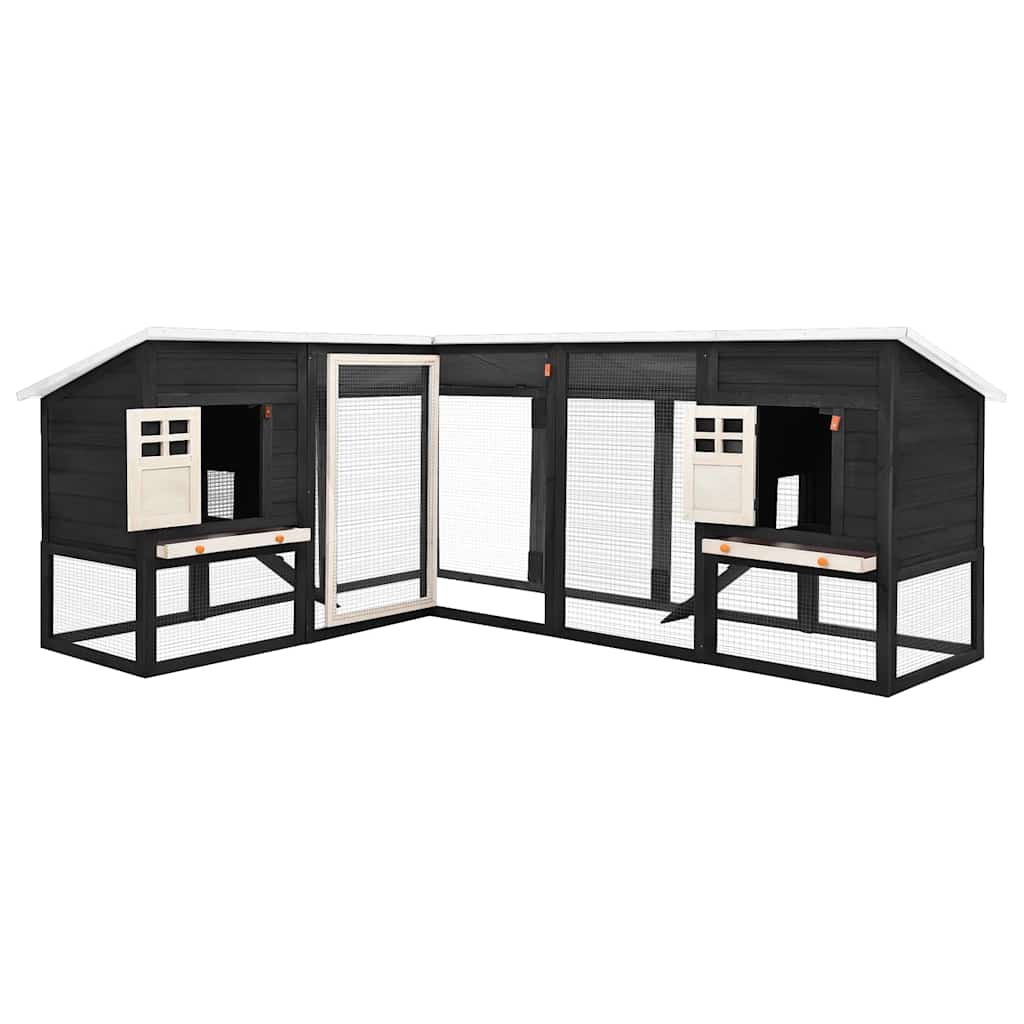 Κλουβί Κουνελιών Εξωτ. Χώρου με Προαύλιο Γκρι/Λευκό Ξύλο Ελάτης - PAKOBAZAAR