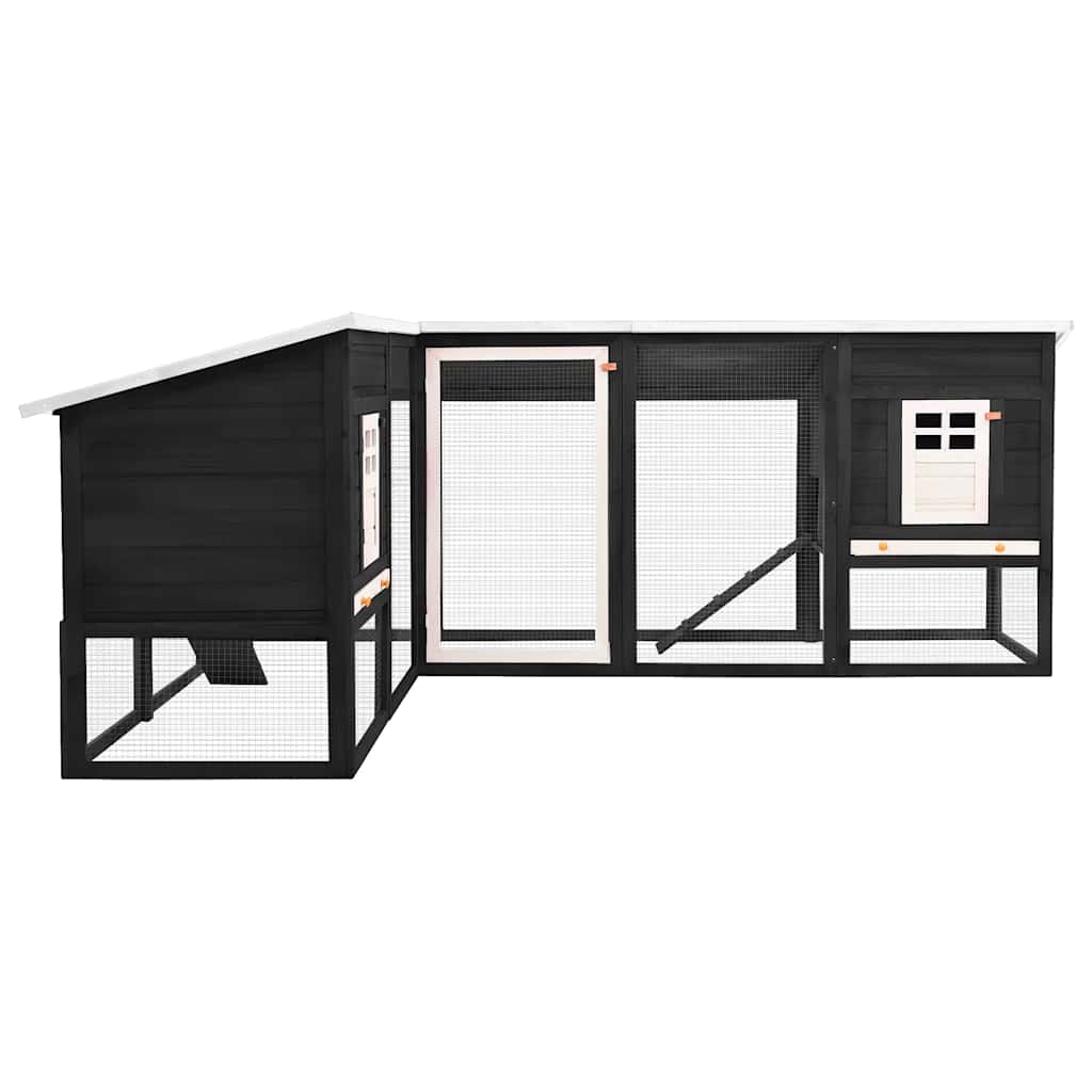 Κλουβί Κουνελιών Εξωτ. Χώρου με Προαύλιο Γκρι/Λευκό Ξύλο Ελάτης - PAKOBAZAAR