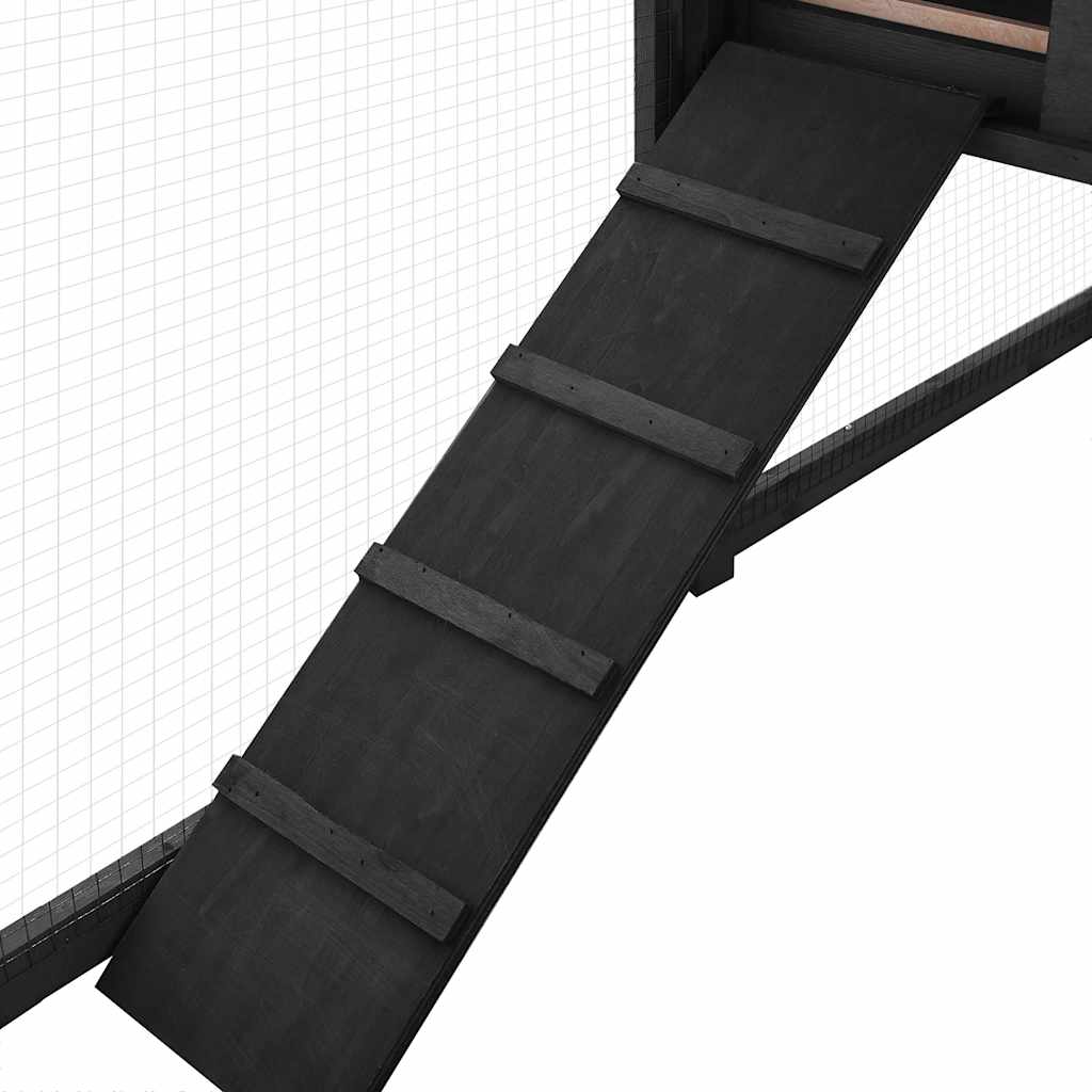 Κλουβί Κουνελιών Εξωτ. Χώρου με Προαύλιο Γκρι/Λευκό Ξύλο Ελάτης - PAKOBAZAAR