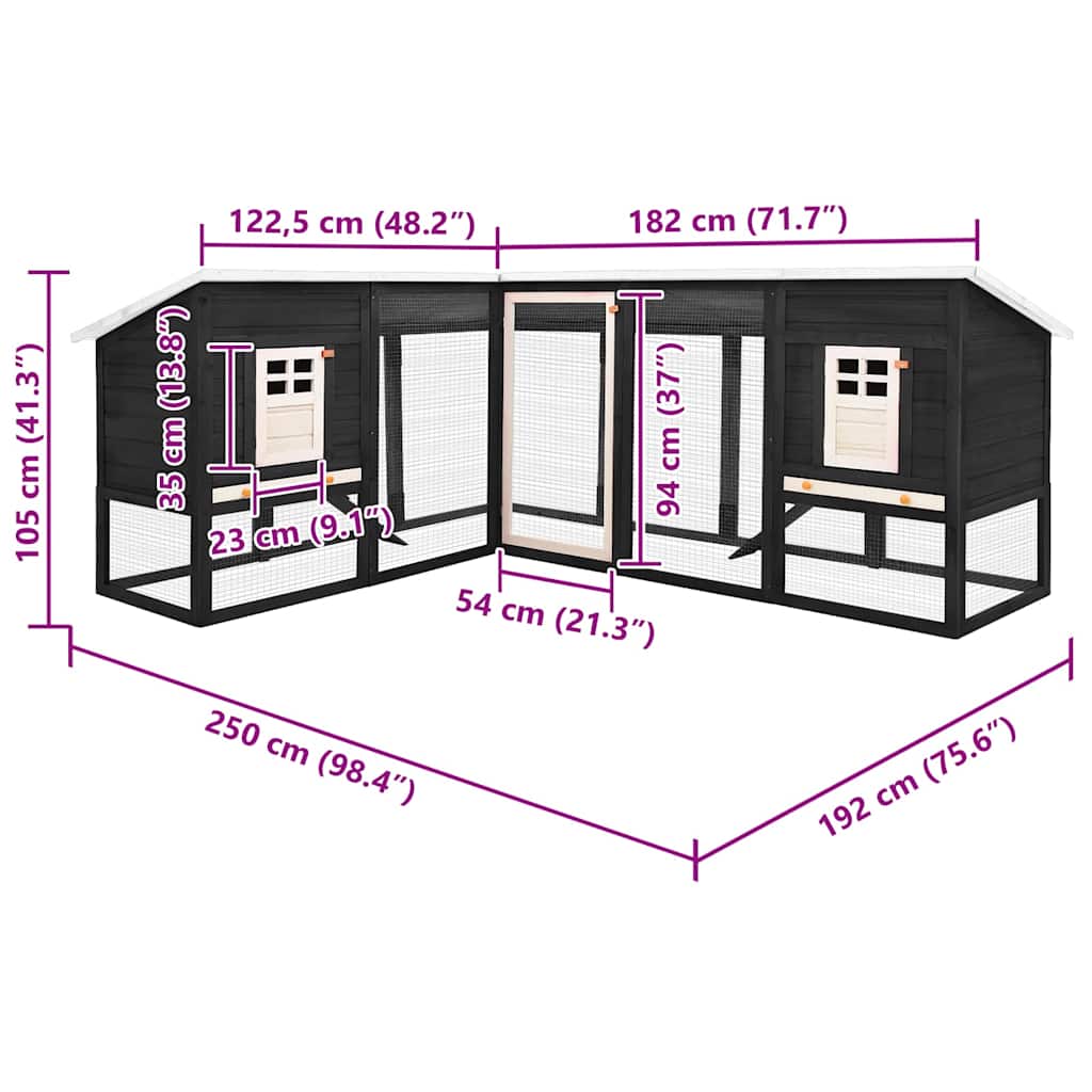 Κλουβί Κουνελιών Εξωτ. Χώρου με Προαύλιο Γκρι/Λευκό Ξύλο Ελάτης - PAKOBAZAAR