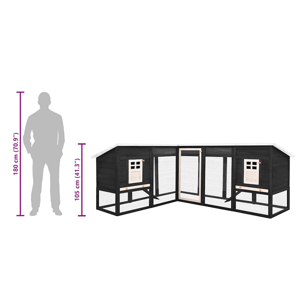 Κλουβί Κουνελιών Εξωτ. Χώρου με Προαύλιο Γκρι/Λευκό Ξύλο Ελάτης - PAKOBAZAAR