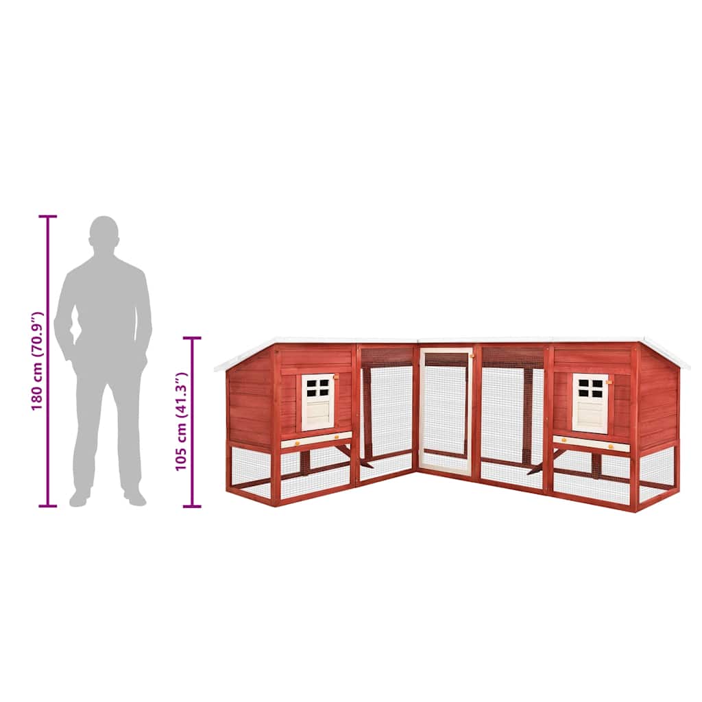 Κλουβί Κουνελιών Εξ Χώρου με Προαύλιο Κόκκινο/Λευκό Ξύλο Ελάτης - PAKOBAZAAR