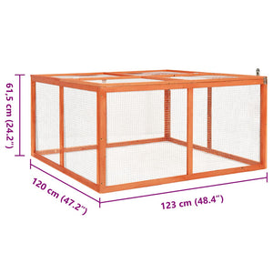 Κλουβί Κουνελιών 124 x 120 x 60 εκ. από Μασίφ Ξύλο Ελάτης - PAKOBAZAAR
