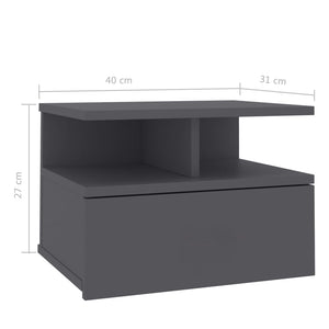 Κομοδίνο Κρεμαστό Γκρι 40 x 31 x 27 εκ. από Επεξεργασμένο Ξύλο - Pakobazaar