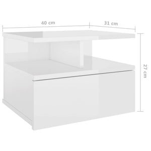 Κομοδίνο Κρεμαστό Γυαλιστερό Λευκό 40x31x27 εκ. από Επεξ. Ξύλο