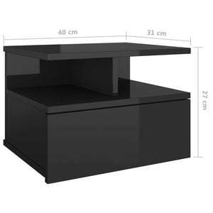 Κομοδίνο Κρεμαστό Γυαλιστερό Μαύρο 40x31x27 εκ. από Επεξ. Ξύλο