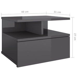 Κομοδίνο Κρεμαστό Γυαλιστερό Γκρι 40x31x27 εκ. από Επεξ. Ξύλο