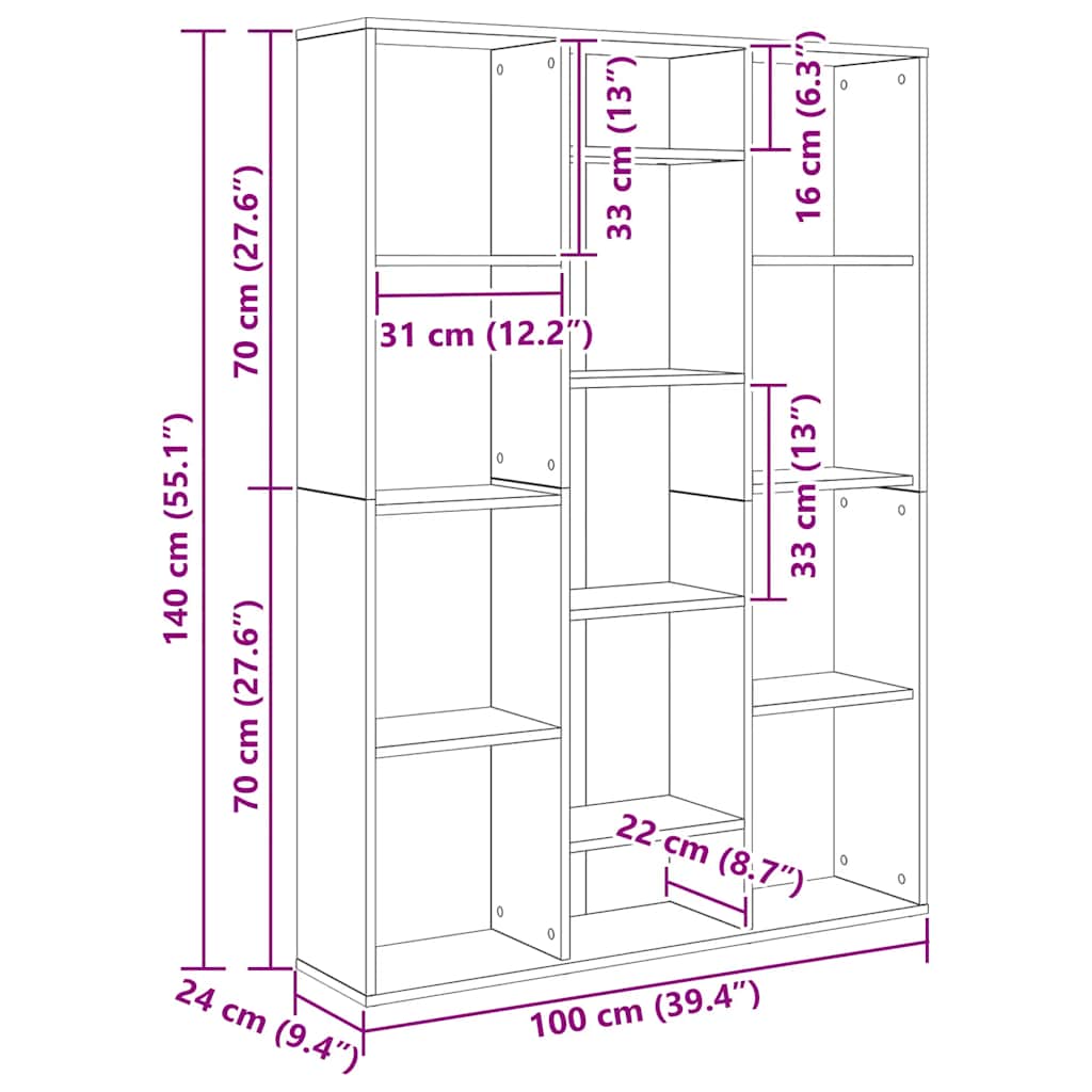 Διαχωριστικό/Βιβλιοθήκη Λευκό 100x24x140 εκ. από Επεξ. Ξύλο - Pakobazaar