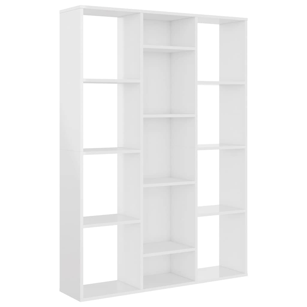 Διαχωριστικό/Βιβλιοθήκη Γυαλ. Λευκό 100x24x140 εκ. Επεξ. Ξύλο