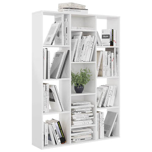 Διαχωριστικό/Βιβλιοθήκη Γυαλ. Λευκό 100x24x140 εκ. Επεξ. Ξύλο