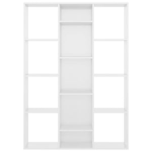 Διαχωριστικό/Βιβλιοθήκη Γυαλ. Λευκό 100x24x140 εκ. Επεξ. Ξύλο