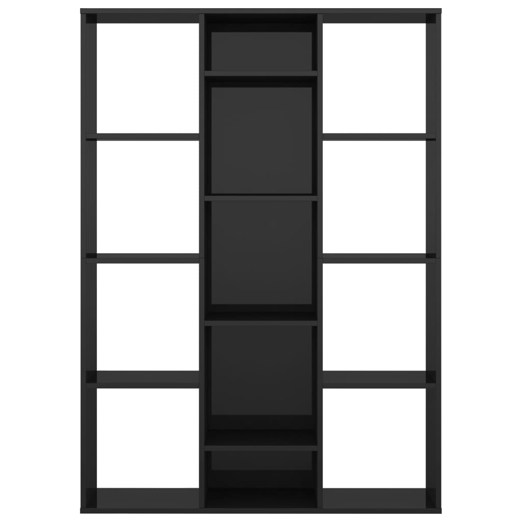 Διαχωριστικό/Βιβλιοθήκη Γυαλ. Μαύρο 100x24x140 εκ. Μοριοσανίδα