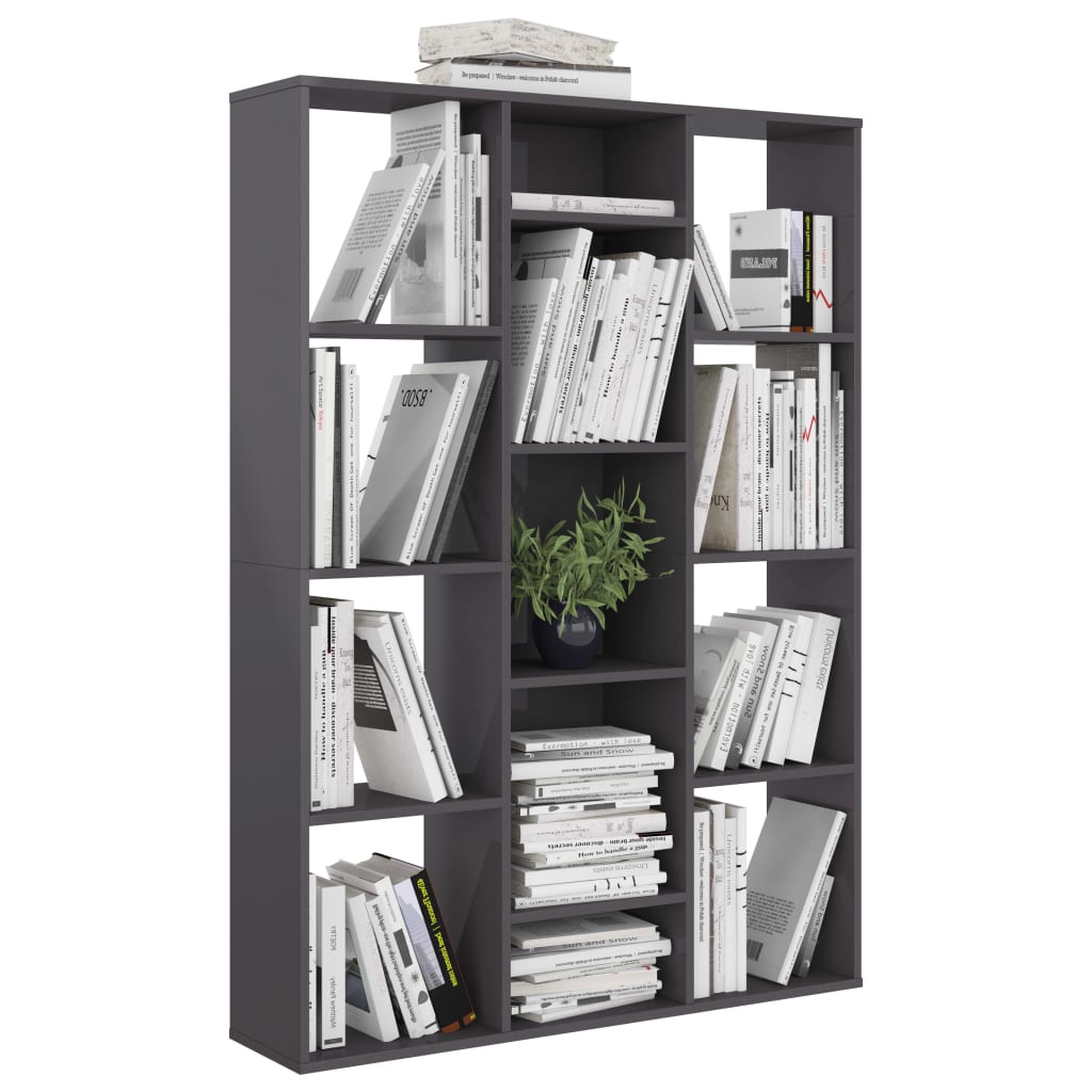 Διαχωριστικό/Βιβλιοθήκη Γυαλ. Γκρι 100x24x140 εκ. Μοριοσανίδα - Pakobazaar