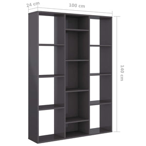 Διαχωριστικό/Βιβλιοθήκη Γυαλ. Γκρι 100x24x140 εκ. Μοριοσανίδα - Pakobazaar