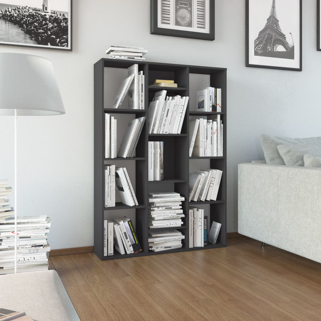 Διαχωριστικό/Βιβλιοθήκη Γυαλ. Γκρι 100x24x140 εκ. Μοριοσανίδα - Pakobazaar