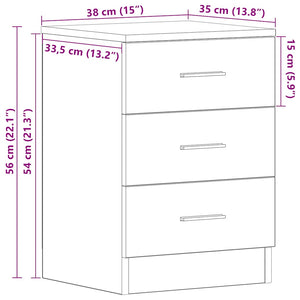 Κομοδίνο Λευκό 38 x 35 x 56 εκ. από Επεξ. Ξύλο
