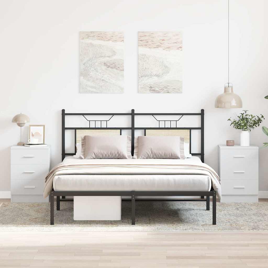 Κομοδίνα 2 τεμ. Λευκά 38 x 35 x 56 εκ. από Επεξ. Ξύλο