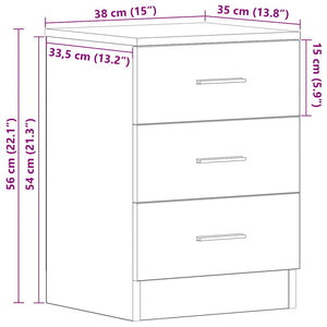 Κομοδίνα 2 τεμ. Μαύρα 38 x 35 x 56 εκ. από Επεξ. Ξύλο