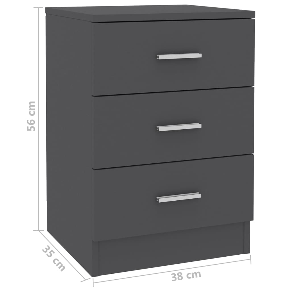 Κομοδίνα 2 τεμ. Γκρι 38 x 35 x 56 εκ. από Επεξ. Ξύλο
