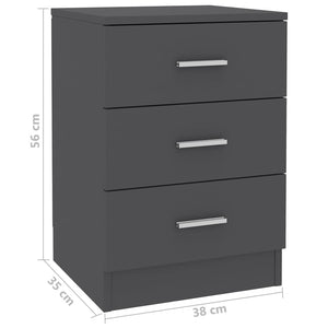 Κομοδίνα 2 τεμ. Γκρι 38 x 35 x 56 εκ. από Επεξ. Ξύλο
