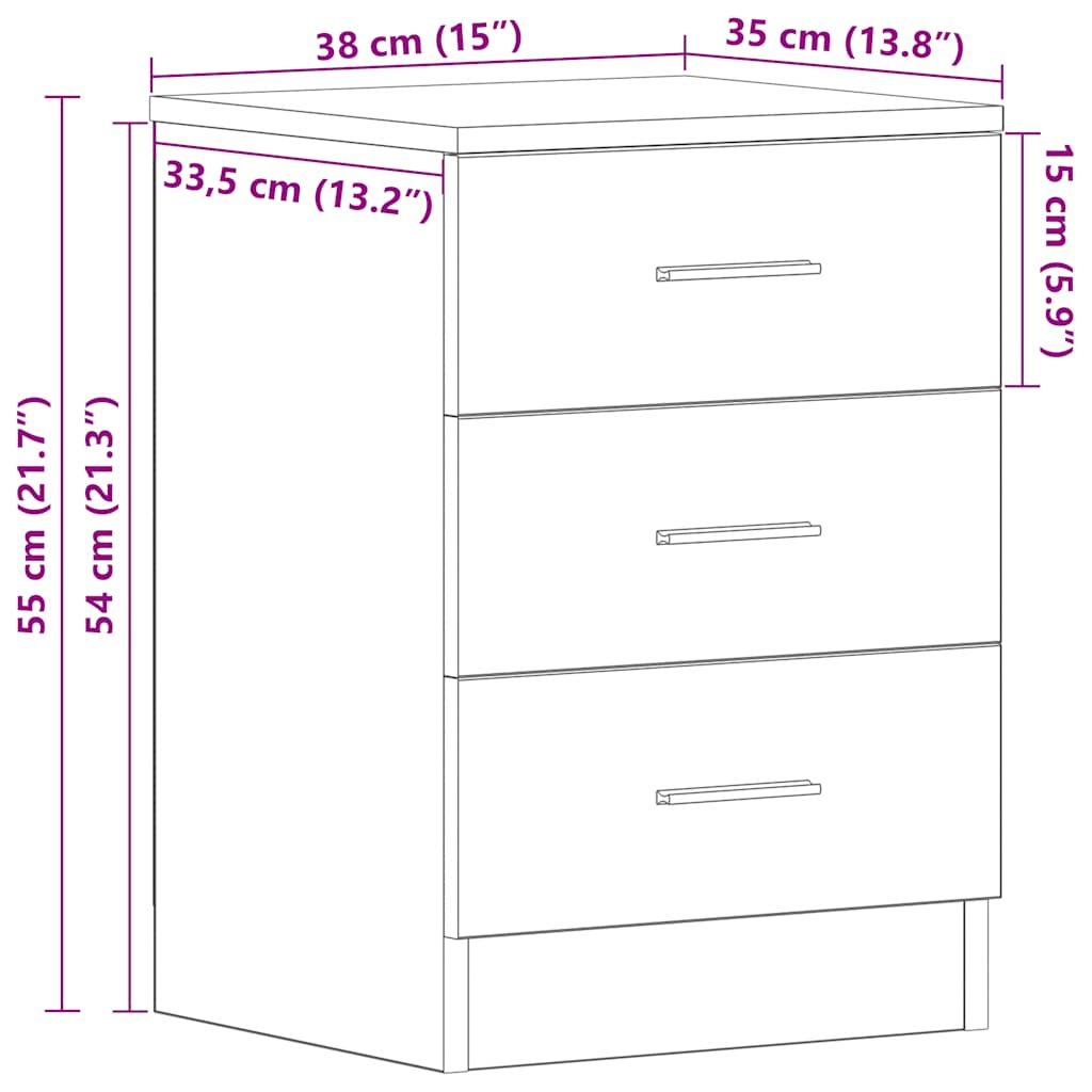 Κομοδίνο Χρώμα Sonoma Δρυς 38 x 35 x 56 εκ. από Επεξ. Ξύλο