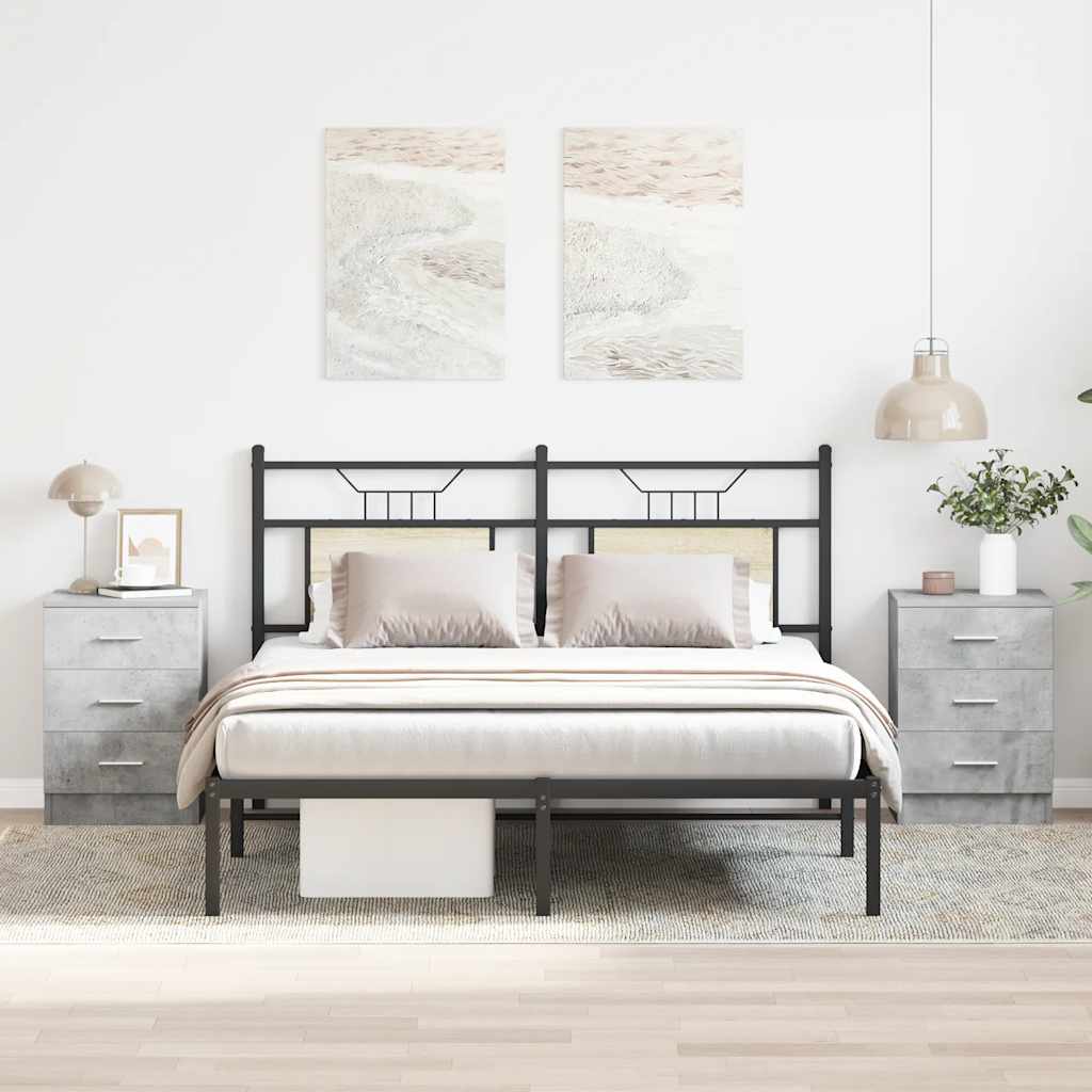 Κομοδίνα 2 τεμ. Γκρι Σκυροδέματος 38x35x56 εκ. από Επεξ. Ξύλο