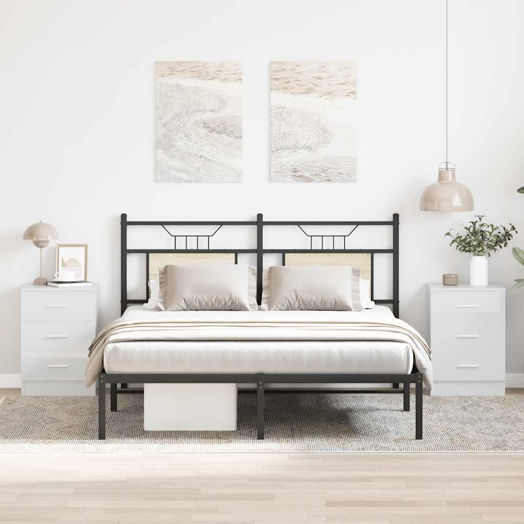 Κομοδίνα 2 τεμ. Γυαλιστερό Λευκό 38x35x56 εκ. από Επεξ. Ξύλο