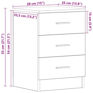 Κομοδίνα 2 τεμ. Γυαλιστερό Λευκό 38x35x56 εκ. από Επεξ. Ξύλο