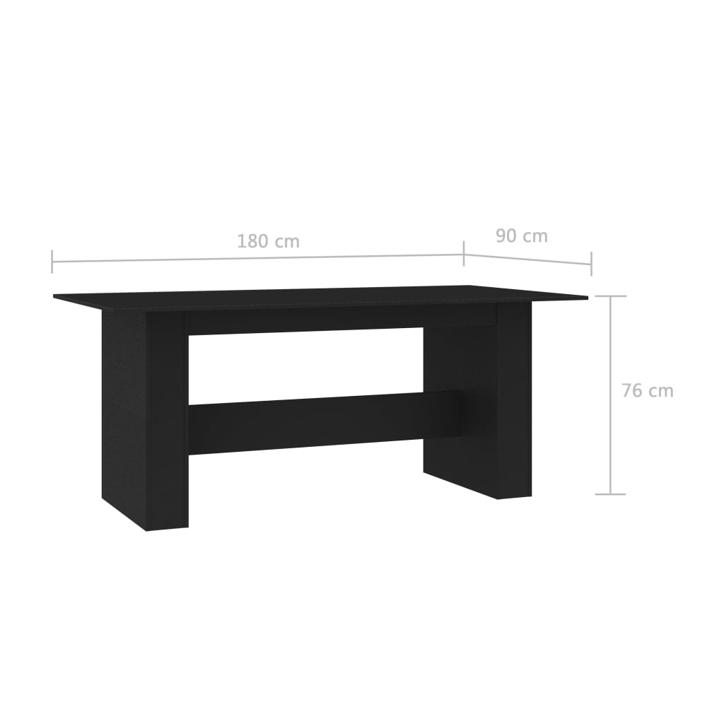 Τραπεζαρία Μαύρη 180 x 90 x 76 εκ. από Επεξ. Ξύλο