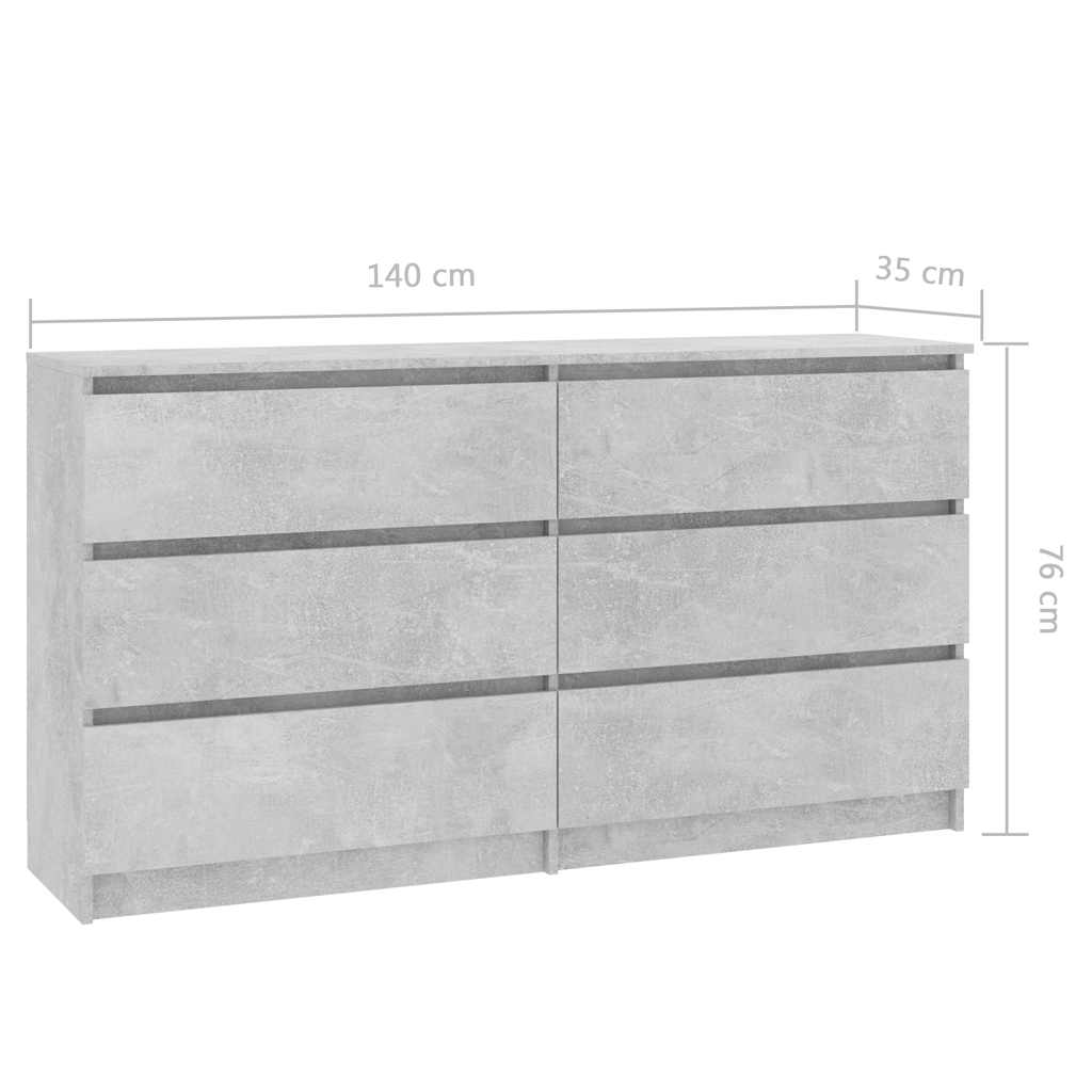 Συρταριέρα Γκρι του Σκυροδέματος 140x35x76 εκ. από Μοριοσανίδα