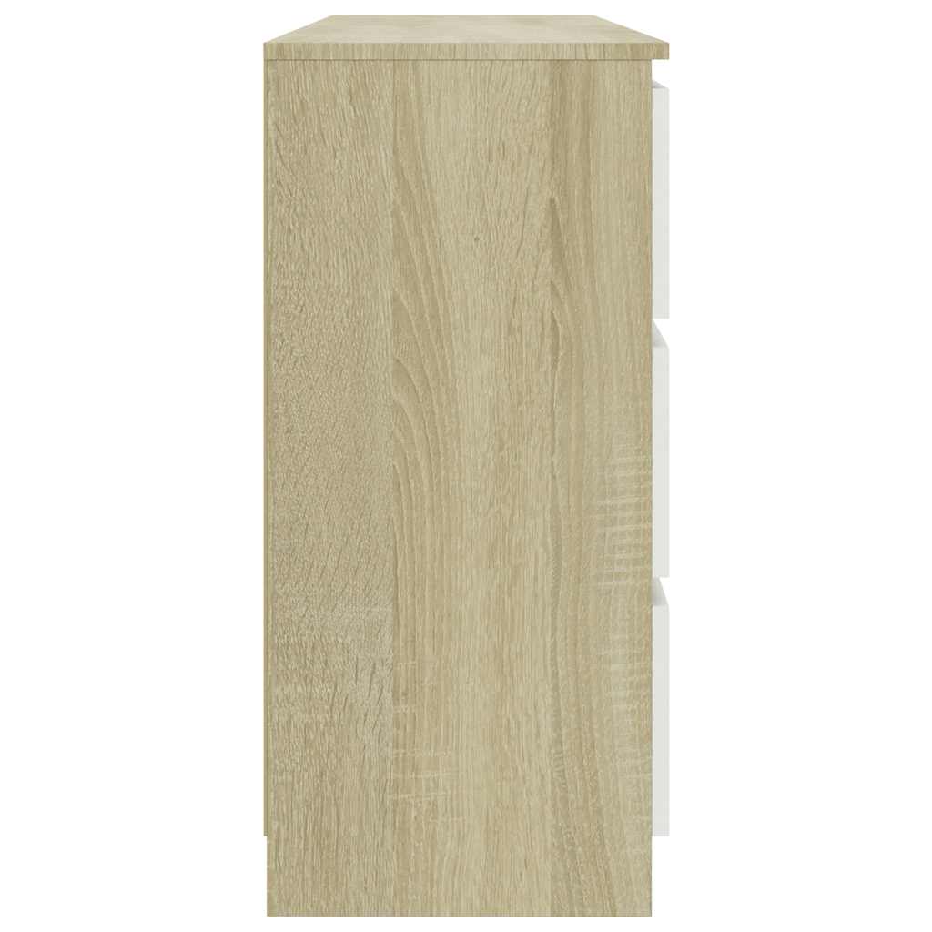 Συρταριέρα Λευκό / Sonoma Δρυς 140x35x76 εκ. από Μοριοσανίδα - Pakobazaar