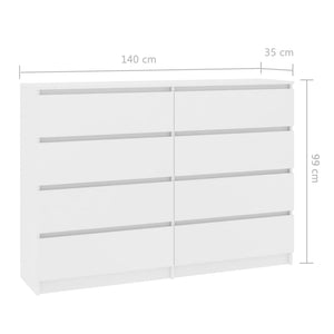 Συρταριέρα Λευκή 140 x 35 x 99 εκ. από Μοριοσανίδα