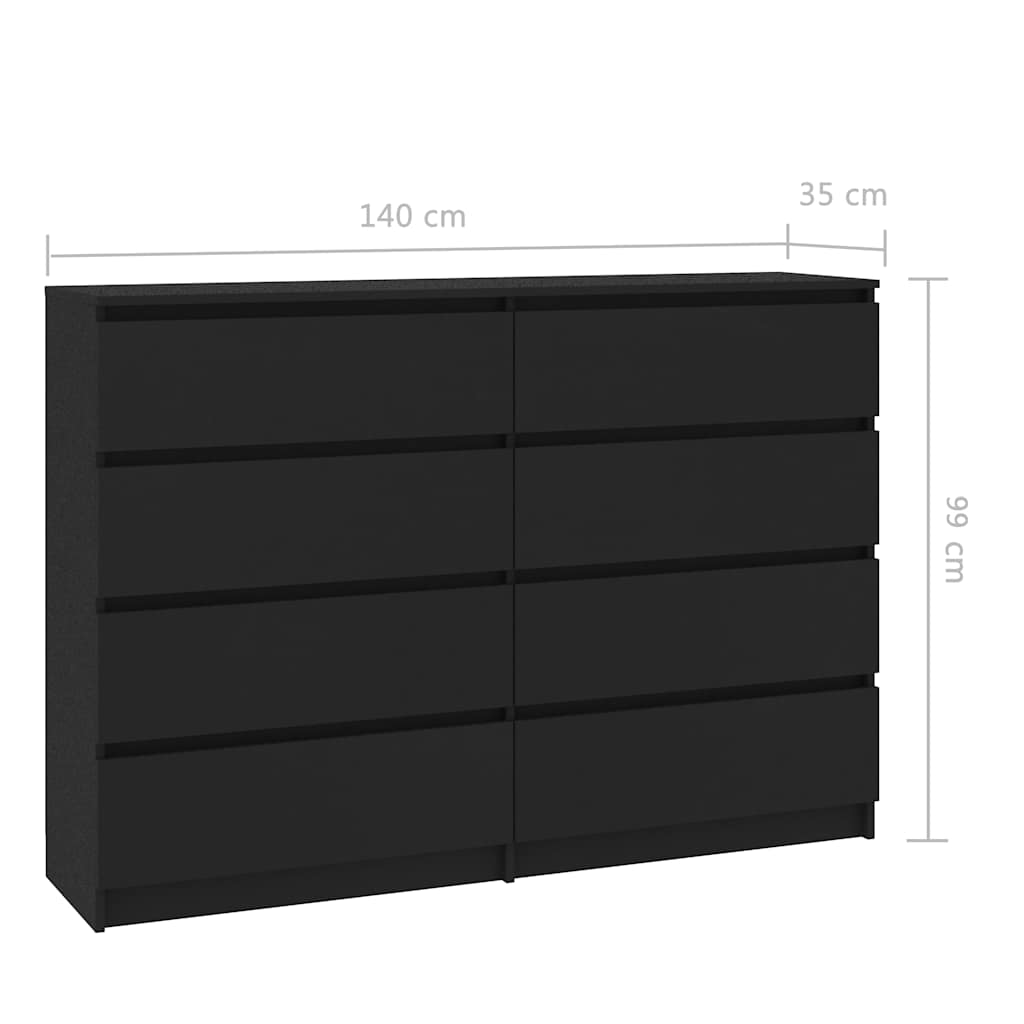 Συρταριέρα Μαύρη 140 x 35 x 99 εκ. από Μοριοσανίδα