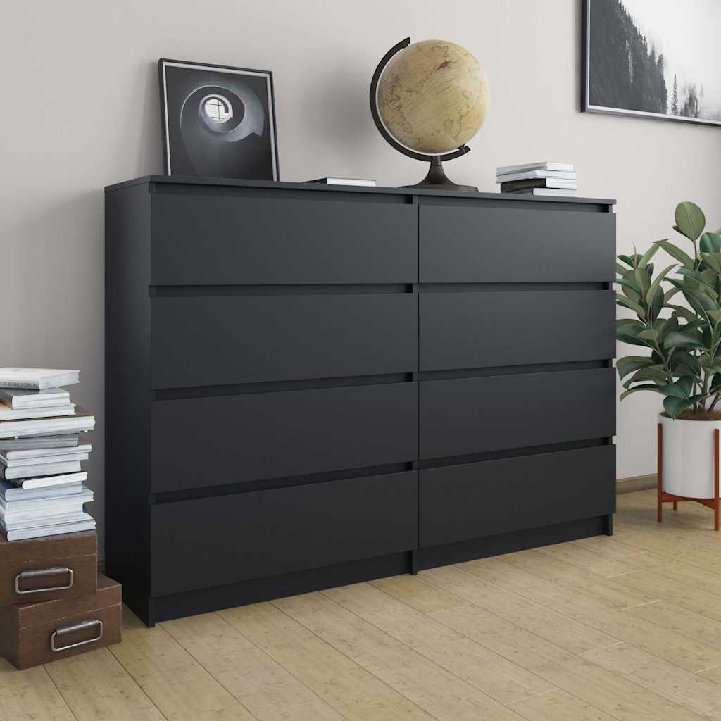 Συρταριέρα Μαύρη 140 x 35 x 99 εκ. από Μοριοσανίδα