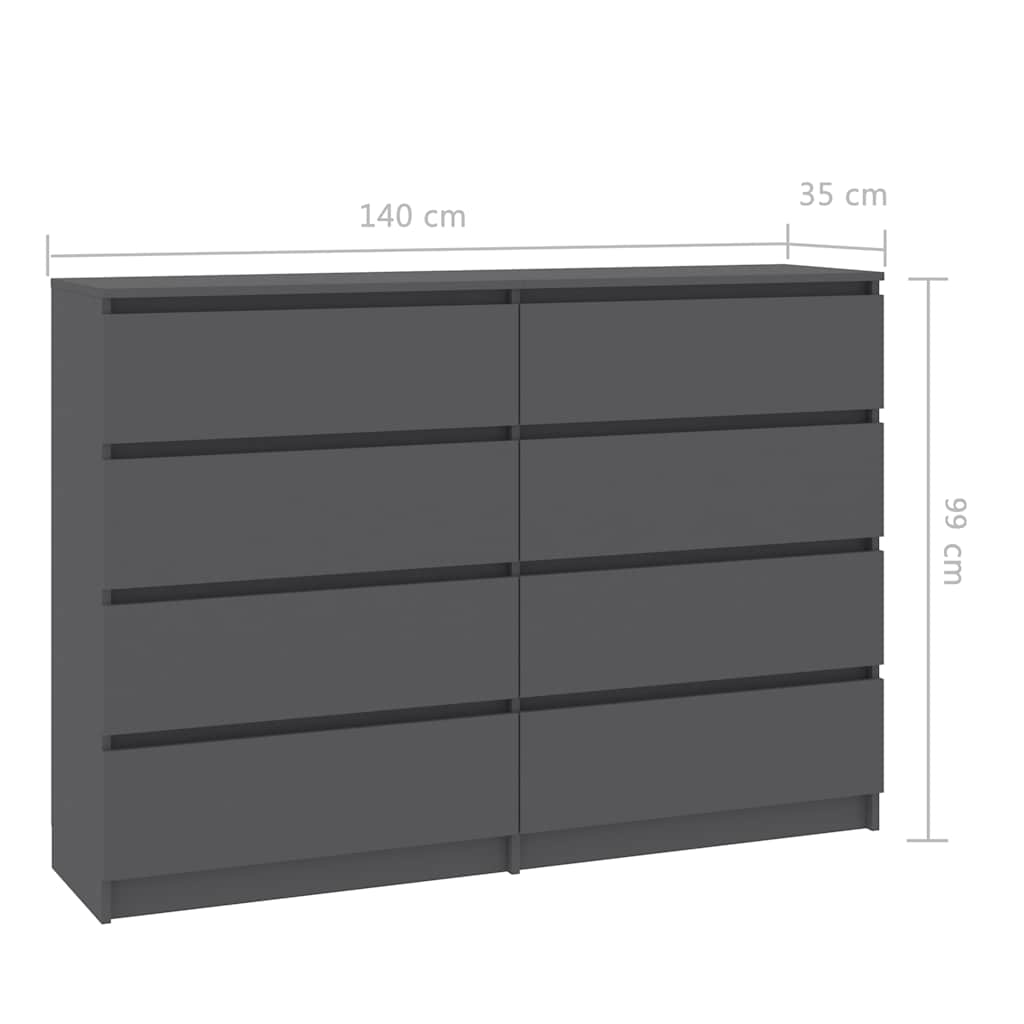 Συρταριέρα Γκρι 140 x 35 x 99 εκ. από Μοριοσανίδα - Pakobazaar
