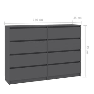 Συρταριέρα Γκρι 140 x 35 x 99 εκ. από Μοριοσανίδα - Pakobazaar